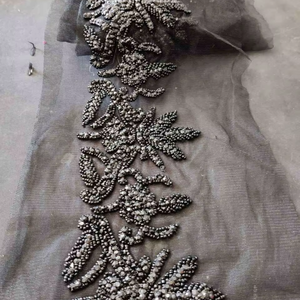 Ribetes de encaje bordados a mano con cuentas para decoración de trajes, suministro al por mayor para exportación - Product Image 1