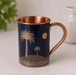 Green <b>Printed</b> Copper Mug for Daily Drinking with Ayurvedic Health Benefits Handmade Handcrafted pure copper mug - Product Image 2
