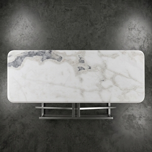 Mesas de Consola de Mármol Blanco Michelangelo, Piedra Natural Rectangular, Estilo Contemporáneo Antiguo, Duraderas, Fáciles de Limpiar, Muebles para Sala de Estar - Product Image 3