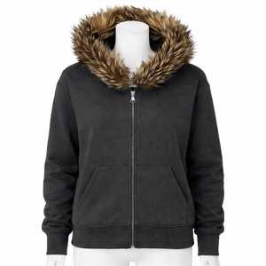Sweat à capuche surdimensionné pour homme en molleton 100 % coton, avec fermeture éclair, en fausse fourrure lavée, design hiver, personnalisé, haute qualité, écologique - Product Image 2
