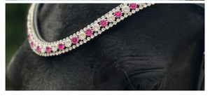 Diadema de cristal caliente para caballo, de 3 filas, hecha a mano, de la mejor calidad, de cuero puro, con cristales personalizados de 3 filas, brillante. - Product Image 4