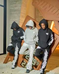 Ensemble de survêtements empilés en coton 100 % délavé à l'acide 450 g/m² pour pantalons évasés et sweats à capuche, avec impression 3D en relief – Collection Sportswear 2026 - Product Image 6