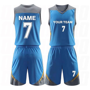 Uniforme de Baloncesto Transpirable de Malla, Personalizado con Impresión, de Poliéster de Secado Rápido, Conjunto de Camiseta sin Mangas y Pantalones Cortos para Exteriores en Azul Vibrante - Product Image 1