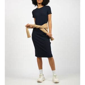 Vestido de punto elástico ajustado de manga corta personalizado avanzado, fabricante de vestidos mini elásticos, suministro al por mayor - Product Image 1