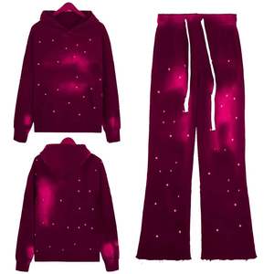 Ensemble de survêtement à capuche pour femme, marron foncé, imprimé étoiles, coupe ample, sweat-shirt et pantalon décontractés avec cordon de serrage - Product Image 5
