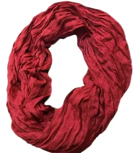 Cotton Crinkle Snood Scarf Available In Multi Color