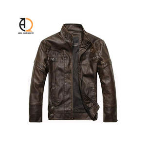 Veste en cuir PU recyclé de luxe pour homme, de haute qualité, avec fermeture éclair et poches, col montant, imperméable, style motard - Product Image 4