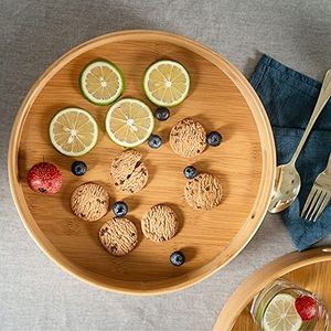 Bandeja Redonda de Madera Premium para Servir en la Mesa de Comedor, Mesa de Centro, Desayunos, Aperitivos para Fiestas, Servicio de Bebidas, Decoración del Hogar - Product Image 6