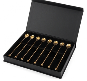 Cuillères à cocktail en acier inoxydable plaqué or de qualité supérieure, cuillères de bar classiques pour mélanger et remuer les boissons, ensemble d'outils de bar - Product Image 6