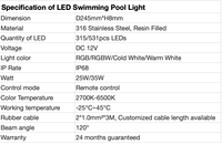 Projecteur LED submersible GR IP68 en acier inoxydable 316, à fixation murale pour piscine, dimmable, 8 mm – Meilleures ventes