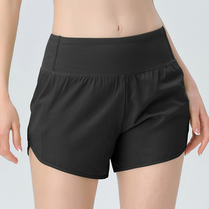 Shorts de sport tricotés bleu clair taille haute avec volants, respirants, taille élastique, pour femme - Product Image 6