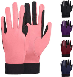 Guantes de equitación para mujer, color rosa, ajuste regular, cierre de velcro, accesorios para montar a caballo - Product Image 3