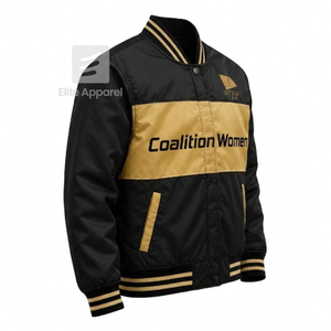 Custom NCBW Sorority Racing jacket breathable embroidered logo black and gold Racing Style for female with polyester lining - Product Image 3