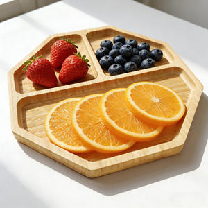 Plateau de service en bambou, plateau à fruits hexagonal, design minimaliste, plat en bois durable pour la salle à manger à domicile - Product Image 2