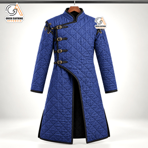 Chaqueta Larga Acolchada Azul para Hombre, Ropa Griega Hema, con Cierre de Cremallera en el Cuello, Impermeable, Transpirable y Ecológica - Product Image 4