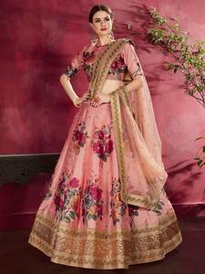 Lehenga Choli de Seda Estampada con Lentejuelas y Bordados, Traje Tradicional Indio para Bodas de Verano, Ghagra Choli Étnico para Novias, Talla Personalizada para Fiestas - Product Image 2