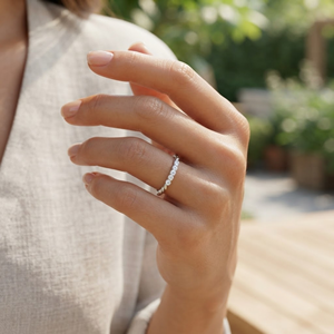 Minimalist Lab Grown Diamond Curved Wedding Band Gold <b>Dainty</b> Diamond Stackable <b>Ring</b> for Women Anniversary Micro Pave Setting Cut - Product Image 4
