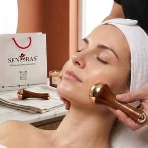 Senoras - Varita de Masaje Corporal Manual de Bronce Dual Kansa - Reafirmante de Piel para Rostro, Cuello/Garganta, Cuerpo, Piernas/Brazos y Pies - Product Image 3