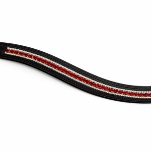 Diadema de cuero acolchada con diseño de onda y canal vacío para caballo, con cristales de colores personalizados y cadena de diamantes brillantes. - Product Image 6