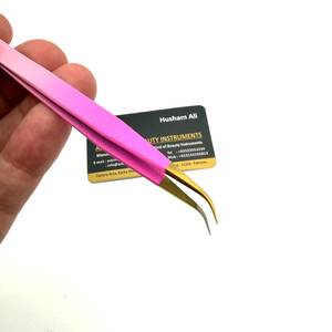 Pince à épiler pour extensions de cils à pointe en fibre rose ombrée, instrument de beauté en acier inoxydable, légère, à prise ferme, à pointe fine - Product Image 3