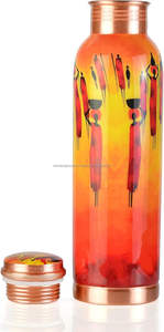 Verres en cuivre avec bambou et verre Récipient ayurvédique personnalisé pour boissons avec paille et couvercle jetable écologique 900ml - Product Image 2