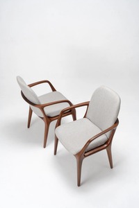 Fauteuil de salle à manger en teck de qualité supérieure avec siège rembourré – Chaise de restaurant commerciale pour hôtel et café - Product Image 2