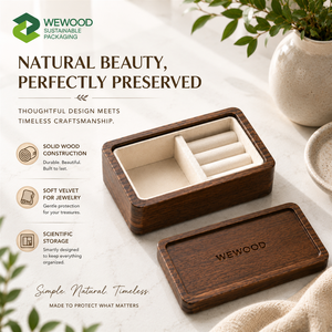 Boîte à bijoux en bois de noyer avec logo personnalisé, boîte cadeau de luxe avec insert en velours doux, fabricant OEM ODM - Product Image 4