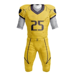 Ensemble de maillot et pantalon de football américain pour homme, jaune, col en V, manches courtes, sublimé, respirant, coupe athlétique - Product Image 1