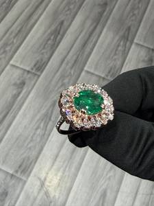 Anillo de Oro Sólido de 9K con Corte de Pera y Engaste de Garras Verdes para Mujer, Regalo de Aniversario de Bodas, Chapado en Oro - Product Image 2