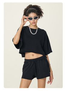 Camiseta Oversize Vintage NeverStatic para Mujer, Estilo Urbano, Casual, Verano, Top Corto, 100% Algodón, Lavado Ácido, Decoración con Logotipo - Product Image 6