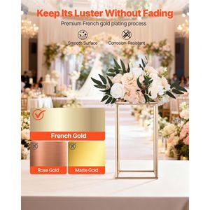 10 Pezzi Supporto per Fiori da Matrimonio a Colonna 15,75 Pollici, Espositore Floreale Rettangolare in Acrilico Laminato Oro per Applicazioni da Tavolo - Product Image 4