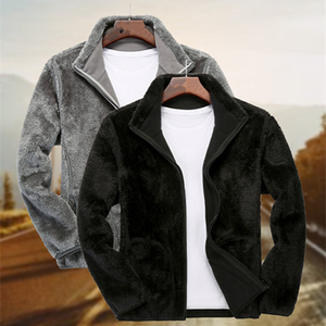 Men's Blue Full-Zip <b>Fleece</b> Jacket Stand Collar Casual Winter Wear Regular Fit Polyester Material Sherpa Lining <b>Zipper</b> Closure - Product Image 6