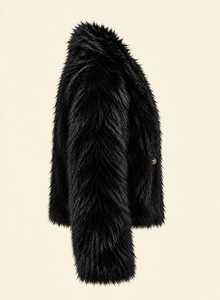 <b>Black</b> Faux Fur <b>Coat</b> Short <b>Winter</b> Jacket for <b>Women</b> Solid Color Cropped Outerwear - Product Image 2