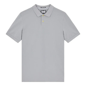Chemise polo pour homme en tissu Oxford, couleur unie gris clair, manches courtes, style décontracté, boutons, 100% coton - Product Image 3