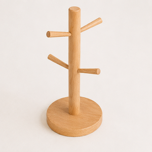 Premium Eco-Friendly Wooden Mug <b>Tree</b> <b>Stand</b> 6 Hook Space-Saving Coffee Cup Rack Holder For Kitchen Countertop & Coffee Bar Decor - Product Image 6
