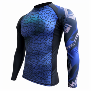 OEM ODM Rashguard pour hommes en Spandex imprimé par sublimation, Rashguard BJJ, Rashguard de compression pour la gym, le surf et la plongée, T-shirt de compression MMA - Product Image 4