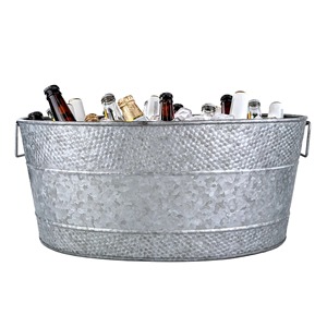 Copper Hammered Ice <b>Bucket</b> with Silver <b>Lid</b> and Ring Handles Round Handmade Beverage Cooler Tub - Product Image 6
