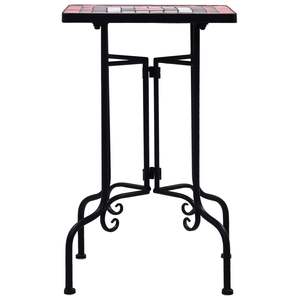 Mesa Auxiliar Decorativa Pequeña para Exteriores de Terracota y Hierro Blanco con Incrustaciones - Product Image 2