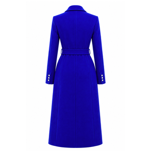 Manteau trench long cintré croisé bleu roi pour femme Zeta Phi Beta, à revers crantés, manches longues, coupe ajustée, vêtement d'extérieur formel - Product Image 4
