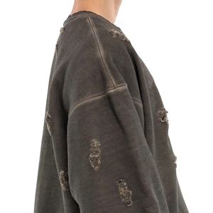 Nouvelle Arrivée Sweat-shirt Homme Oversize Col Rond Brodé Doublé 100% Coton French Terry Lavé Effet Vieilli Hiver - Product Image 3