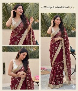 new silk embroidery work <b>saree</b> with lace border festival special <b>saree</b> - Product Image 4