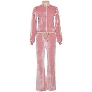 Ensemble de survêtement en velours pour femme, taille adulte, en velours, décontracté, pour sports d'hiver, personnalisé, uni, coupe ajustée, en mélange de coton, vente en gros - Product Image 4