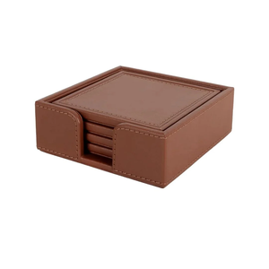 Ensemble de dessous-de-verre ronds en cuir noir antidérapants pour tasses à café, accessoires de table, design solide - Product Image 3