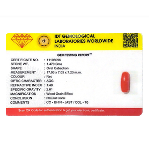 High Quality 7.35 Carat Synthetic Red Coral Oval Cabochon Loose Gemstone for Fine Jewelry - Product Image 4
