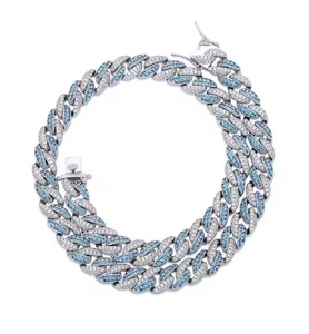 925 Sterling Silver <b>Iced</b> 10mm-15mm Moissanite Diamond Cuban <b>Chain</b> Silver Plated Trendy IGI Certified Indian Gift - Product Image 3