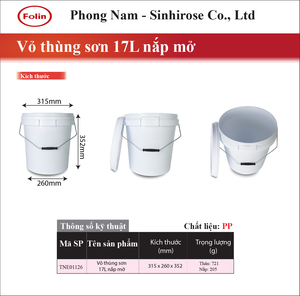 Seau cylindrique en PP blanc Folin avec poignée métallique, écologique, non toxique, inodore, réutilisable, conteneur de stockage de peinture - Product Image 5