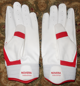Professional Heavy-Duty Lightweight Cowhide Cabretta Leather Quick-Dry Breathable Baseball Batting Gloves <b>Hook</b> Loop Closure - Product Image 2