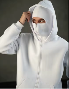 White <b>Men's</b> Hooded Sweatshirt Regular Fit Casual Autumn Wear 100% Cotton French Terry Breathable Eco-Friendly Quick Dry - Product Image 1