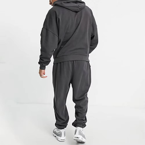 Ensemble deux pièces d'hiver, pulls oversize, pantalons longs décontractés, combinaison de sport en molleton à capuche pour hommes, 100% coton biologique, respectueux de l'environnement - Product Image 3