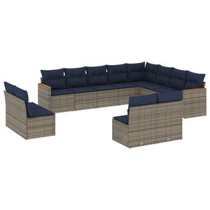 Juego de sofás de jardín de poliratán gris de 12 piezas con cojines - Product Image 2